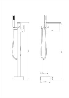Напольный смеситель для ванны Wonzon & Woghand Stick WW-88649901-BGM тёмный графит